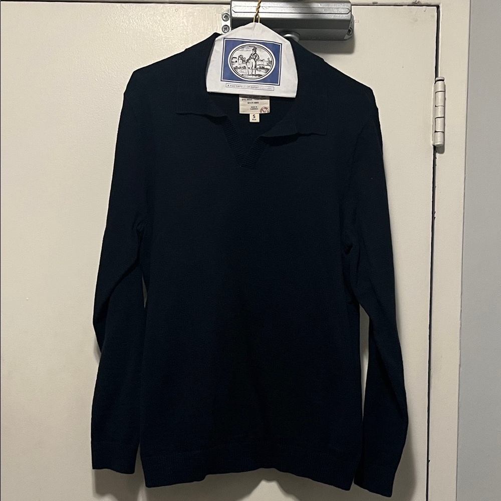 Fat Face Men's Navy V-Neck Polo Sweater